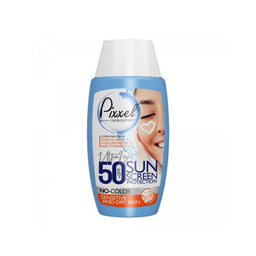کرم ضد آفتاب پیکسل بدون رنگ مناسب پوست‌های خشک و حساس SPF50