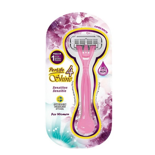 خودتراش زنانه چهار لبه پرلایف مدل LadyShine4 بسته وکیوم 1 عددی