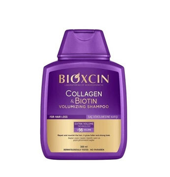شامپو ضدریزش و حجم دهنده بیوکسین مدل بیوتین و کلاژن حجم 300 میلی لیتر	